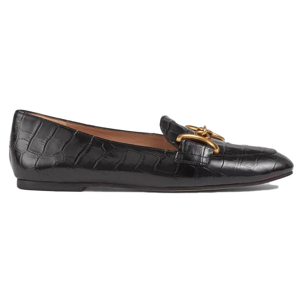 LK Bennett Daphne Croc Effect Patent Leather Loafers